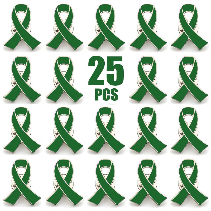 Alodidae 25 Pcs Green Ribbon Pin Mental Health Awareness Brooch