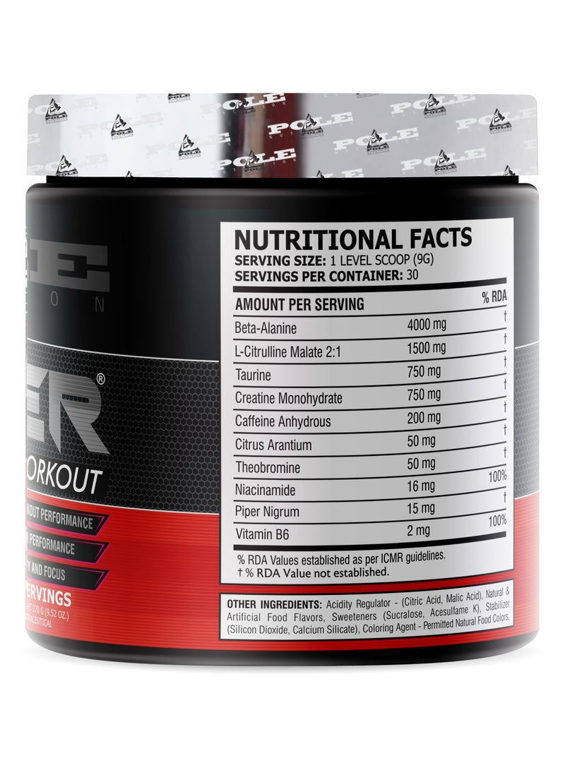 POLE NUTRITION Teazer Explosive Pre-Workout Watermelon Food Supplement (30 Servings) - Image 2