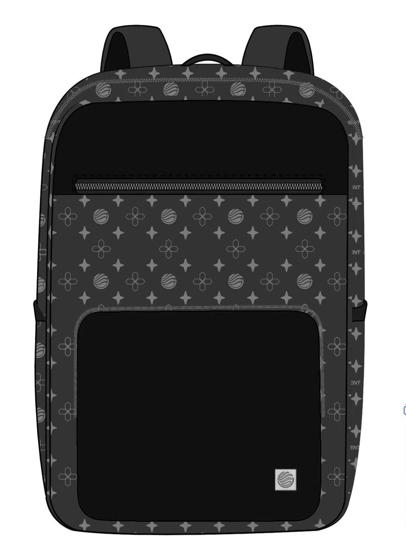 FIFTH ELEMENT URBAN 16" Anti-Theft Laptop Backpack with Fingerprint Lock, Water-Resistant PVC & Padded 16" Compartment – Black - Image 1