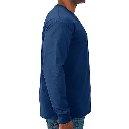Jerzees Mens DriPower Cotton Blend Long Sleeve Tees Moisture Wicking Odor Protection UPF 30 Sizes S3X Navy Medium - Image 3