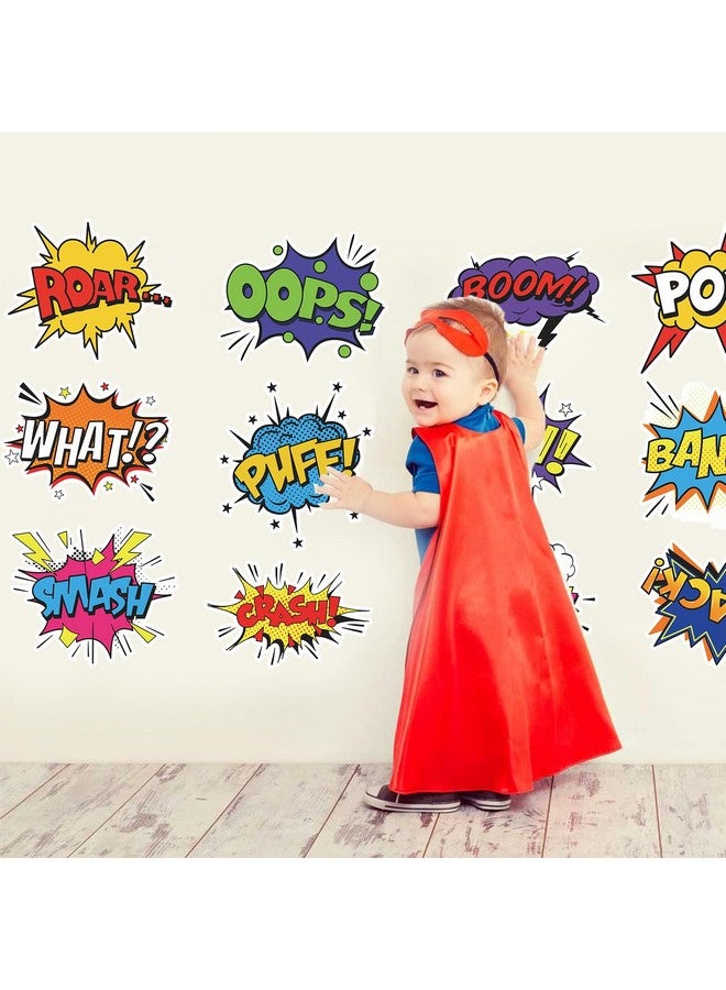 iinuu Superhero Comic Words Wall Decals - 12 Pack Action Sound Effects Stickers Peel and Stick Vinyl, Waterproof & Durable, Perfect for Kids' Room, Playroom, Nursery, Game Room, or Office Decor (2) - Image 3