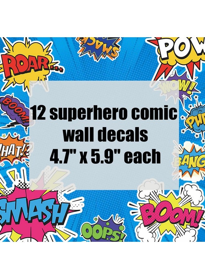 iinuu Superhero Comic Words Wall Decals - 12 Pack Action Sound Effects Stickers Peel and Stick Vinyl, Waterproof & Durable, Perfect for Kids' Room, Playroom, Nursery, Game Room, or Office Decor (2) - Image 4