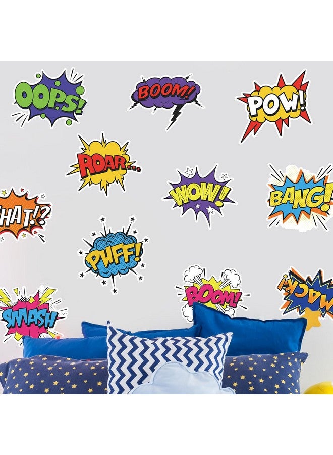 iinuu Superhero Comic Words Wall Decals - 12 Pack Action Sound Effects Stickers Peel and Stick Vinyl, Waterproof & Durable, Perfect for Kids' Room, Playroom, Nursery, Game Room, or Office Decor (2) - Image 2