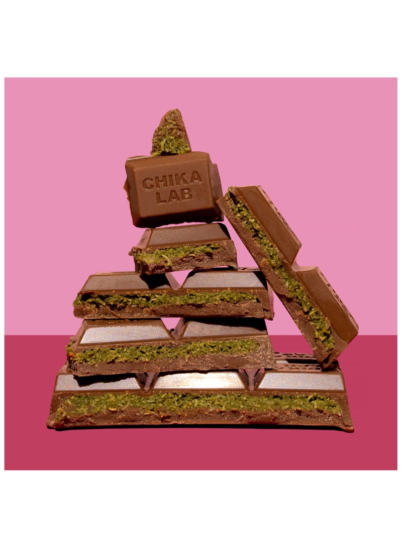 Chikalab CHIKASPORT Collagen Protein Milk Chocolate Pistachio Kunafa Dubai Collection High Fiber & No Sugar Added 4x100g - Image 5