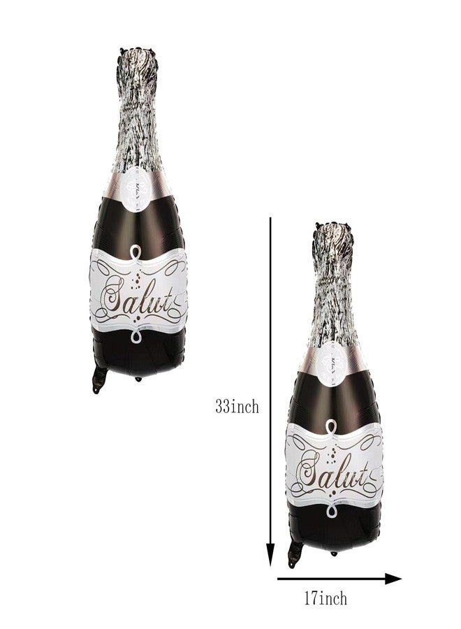 DYT 4PCS Black Champagne Bottle Mylar Balloons Salut Foil Aluminum Balloon Birthday Party Supplies Bab Shower Wedding Engagement Party Decorations - Image 2