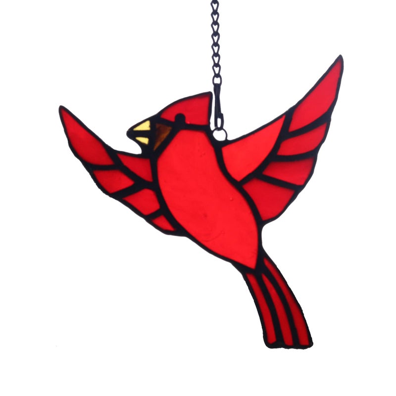 BOXCASA Red Cardinal Stained Glass Window HangingCardinal Ornaments Stained Glass Suncatcher for HomeCardinal Bird Memorial Gifts for WomenCardinal Gifts for Mother Grandma Nana