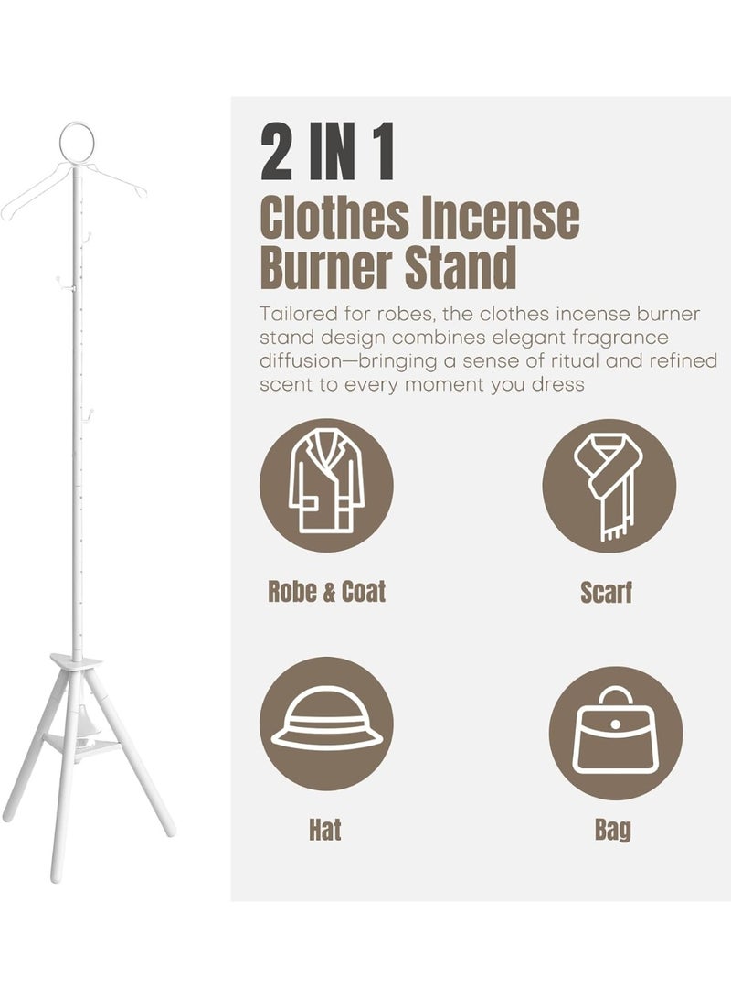 SHOPI Clothes Incense Burner Stand - 175cm long bakhoor burner stand hanger with cloth hooks and holes for steaming clothes (White)  - Image 5