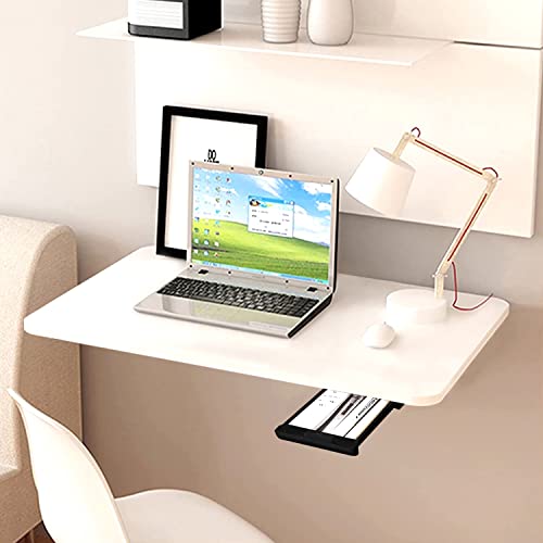 QARA Folding Wall Mounted Engineered Wood Study Table/Office Table Stand/Laptop Table Foldable/Work Table for Home Office (60 cm x 40cm) - 100% Made in India (Medium, Ivory), Engineered Wood - Image 1