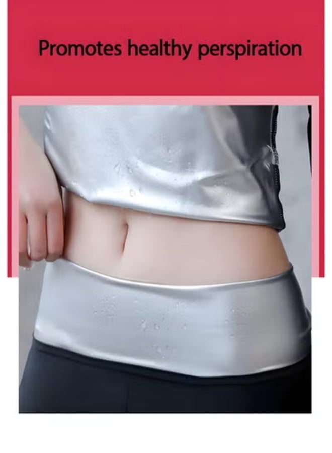 FUREUL Women's Short Sleeve Long Pants Sauna Suit Outer Durable Wrinkle Resistant Polyester Inner Eco-Friendly Nano Silver Coating Heat Trapping Waist Cinching Body Shaping Sweat Enhancing Weight Loss Indoor Outdoor Sports Suitable For Running Gym Training Hiking Jogging Fitness Workout Shapewear - Image 3