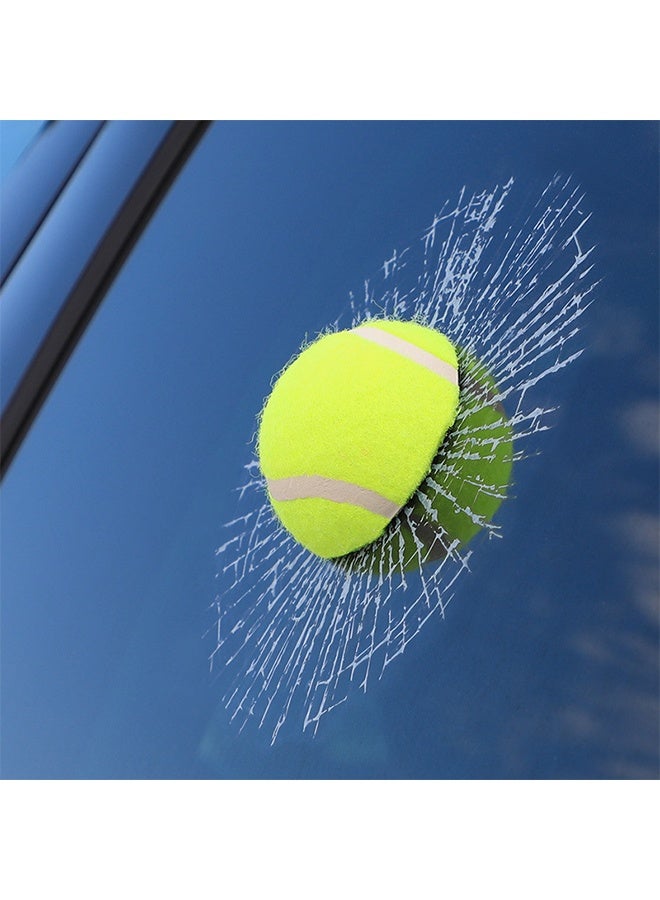 3D Prank Tricky Broken Glass Sticker Car Window Ball Hits Self Adhesive Funny Car Stickers (Tennis) - Image 1