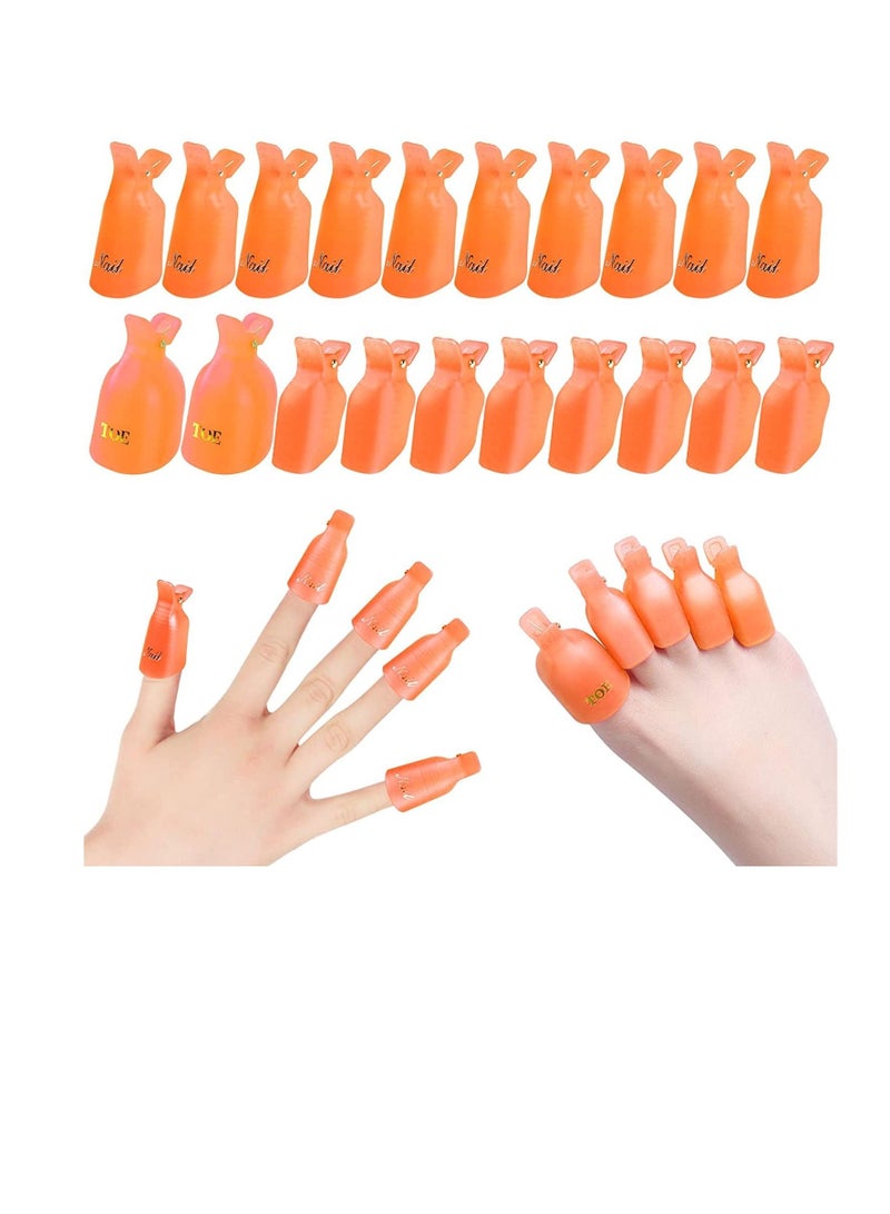 NIBEMINENT Gel Polish Remover Clips, Cleaner Cap Clip Reusable Toenail and Finger Tool, Best Nail Kit for Professional Salon Personal Home Use 20 Pieces (Orange) - Image 1