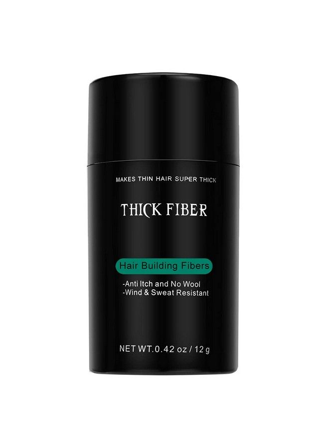 Thick Fiber ألياف بناء الشعر (أسود) 12 جرام من ألياف الشعر لتخفيف الشعر والبقع الصلعاء وخافي عيوب الشعر في ثوانٍ وألياف تكثيف الشعر للرجال والنساء - Image 1