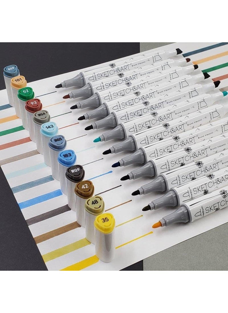 Bruno Visconti "sketch & Art" Double Sided Marker Pen 12 Colors - Architectural  - Image 5