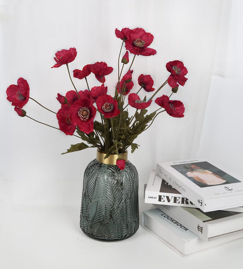 IPOPU Red Poppy Flowers 6pcs Artificial Poppies Faux Vintage Silk Flower Arrangements for Wedding Centerpieces, Home Table, Bridal Shower Party Decorations - Image 4