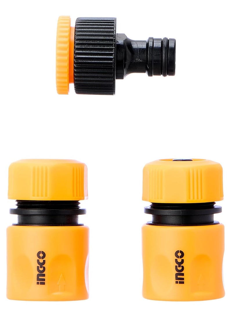 INGCO Garden Hose Quick Connector Set, 3 Pieces, Plastic, HHCS03122  - Image 1