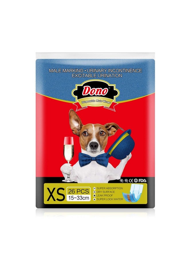 دونو حفاضات الكلاب التي تستخدم لمرة واحدة من الجينز للذكور من الكلاب، حفاضات ناعمة فائقة الامتصاص للحيوانات الأليفة، لفافات الكلاب للجراء الذكور، 26 قطعة حماية من التسرب والتبول السريع أو سلس البول - Image 1