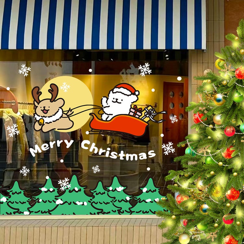 2026 New Year Decoration Electrostatic Window Stickers Glass Stickers Uv Christmas Window Stickers Line Puppy Arrangement Stickers - Image 5