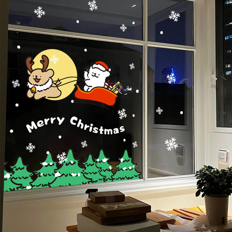 2026 New Year Decoration Electrostatic Window Stickers Glass Stickers Uv Christmas Window Stickers Line Puppy Arrangement Stickers - Image 4