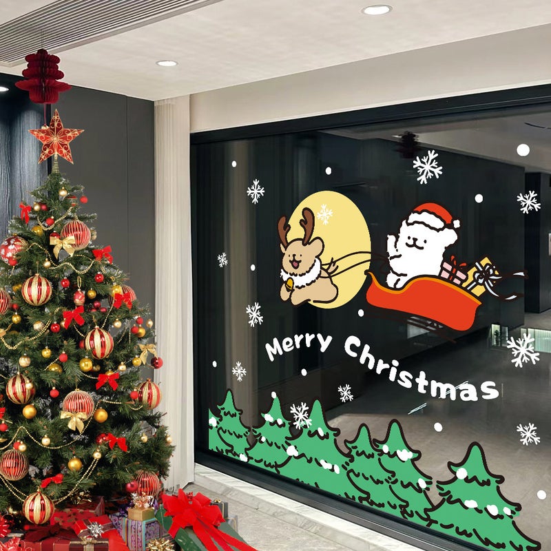 2026 New Year Decoration Electrostatic Window Stickers Glass Stickers Uv Christmas Window Stickers Line Puppy Arrangement Stickers - Image 2