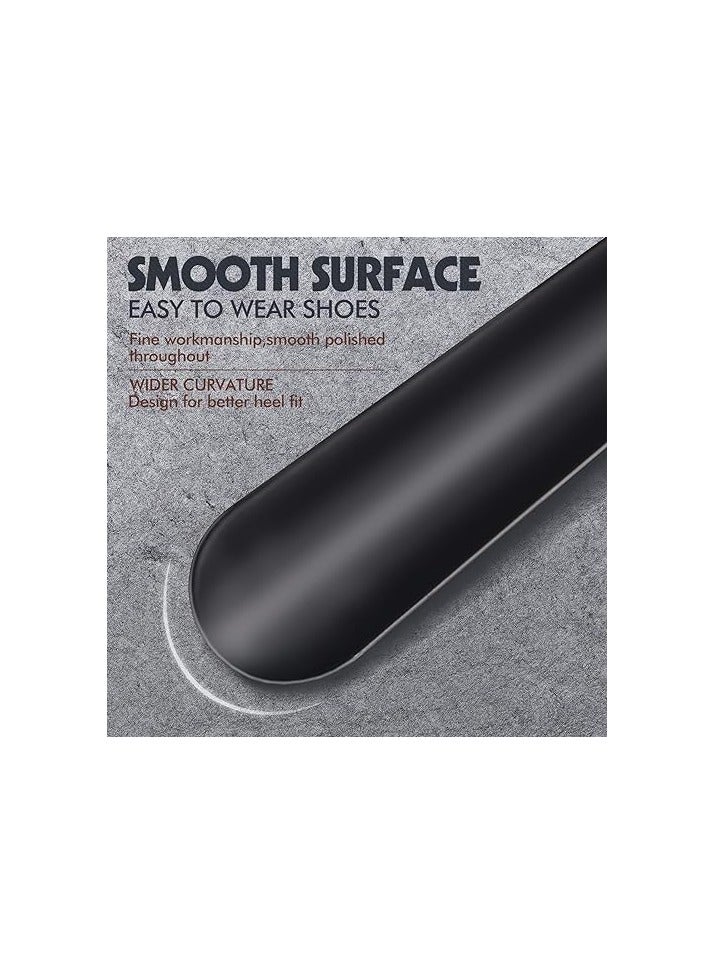 فولانري لبيسة حذاء بمقبض طويل، لبيسة حذاء معدنية من الفولاذ المقاوم للصدأ مقاس 16.5 بوصة - لبيسة حذاء مع حزام جلدي لرفع الأحذية أثناء السفر، ملعقة مساعدة للأحذية، 42 سم للرجال والنساء والأطفال - Image 4