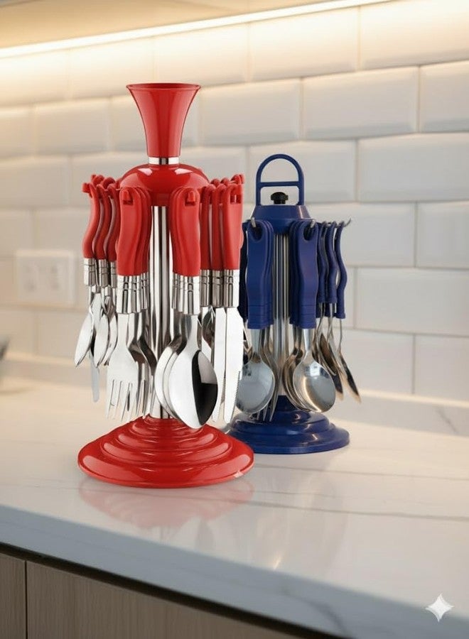 KRIVTEJ Stainless Steel for Dining || Cutlery Set for Kitchen || Table Spoon & Dining Fork Set || Multi-Color (Super Cutlery Set) - Image 1