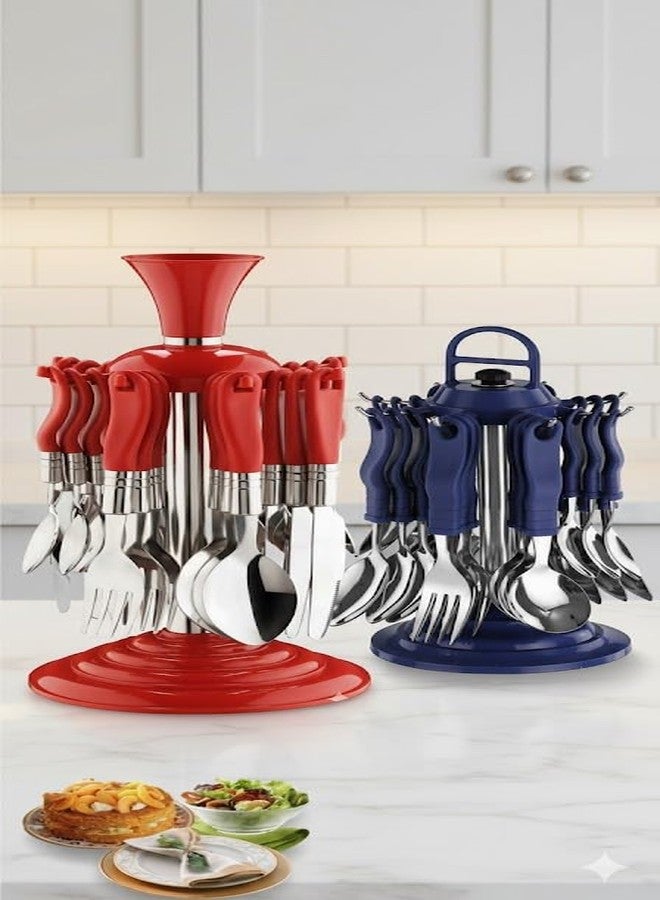 KRIVTEJ Stainless Steel for Dining || Cutlery Set for Kitchen || Table Spoon & Dining Fork Set || Multi-Color (Super Cutlery Set) - Image 2