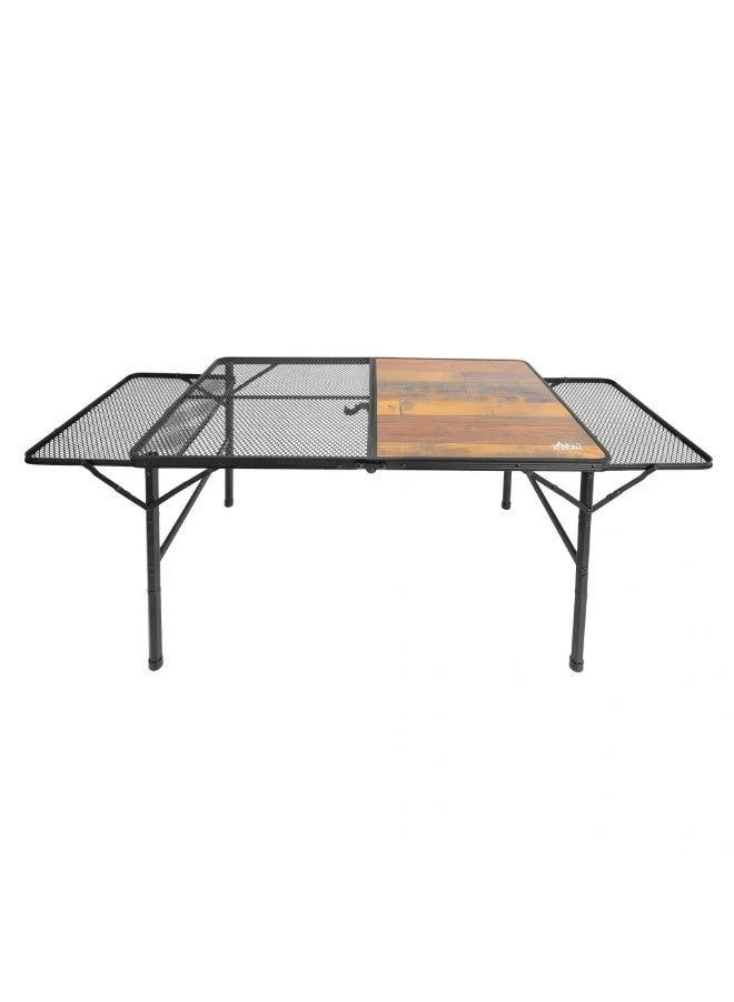 ALGHAFA Foldable Camping Table with Shelves – Portable Outdoor Kitchen Table – Double Storage Picnic Table – ALGHAFA - Image 1