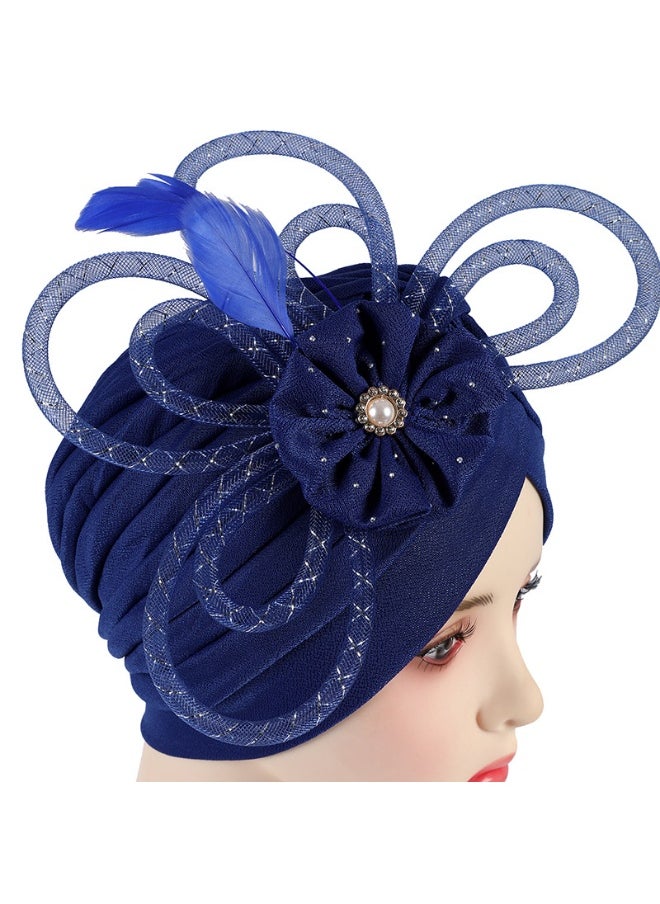 Laravel Women's Fashion Elegant Ladies' Wedding Dinner Hot Diamond Heavy Islamic Arab Hijab Undercap Elastic Turban Hat Headscarf Hat Ramadan Gift Holiday Gift Box - White  - Image 4