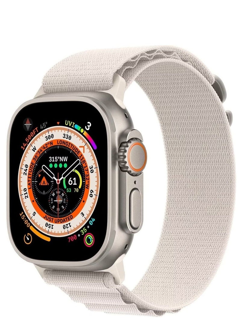 Apple Watch Ultra Straps,Women Men,Two Textile Layers Woven Loop Titanium G-Hook Sport Band for Iwatch Series 8/7/6/5/4/3/2/1/SE,Starlight,44/45/49mm - Image 4