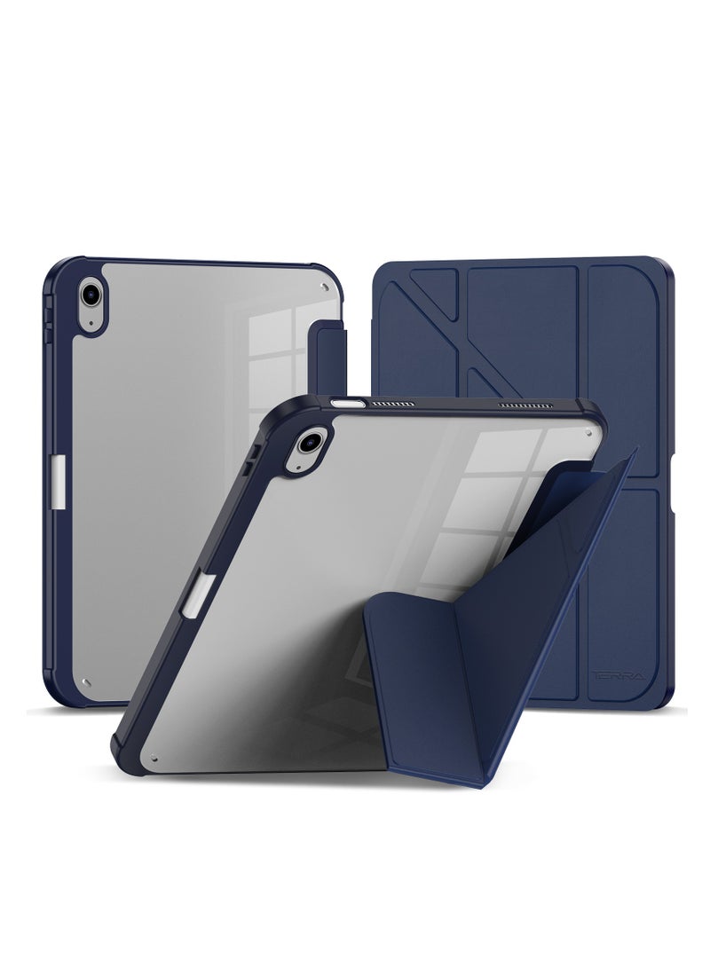 تيرا كفر ايباد تيرا 10.2/10.5 بوصة 2017/2019/2020/2021مع حامل قلم ذكي غطاء ذكي رفيع بمسند ازرق/شفاف - Image 1