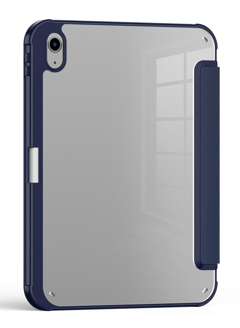 تيرا كفر ايباد تيرا 10.2/10.5 بوصة 2017/2019/2020/2021مع حامل قلم ذكي غطاء ذكي رفيع بمسند ازرق/شفاف - Image 3