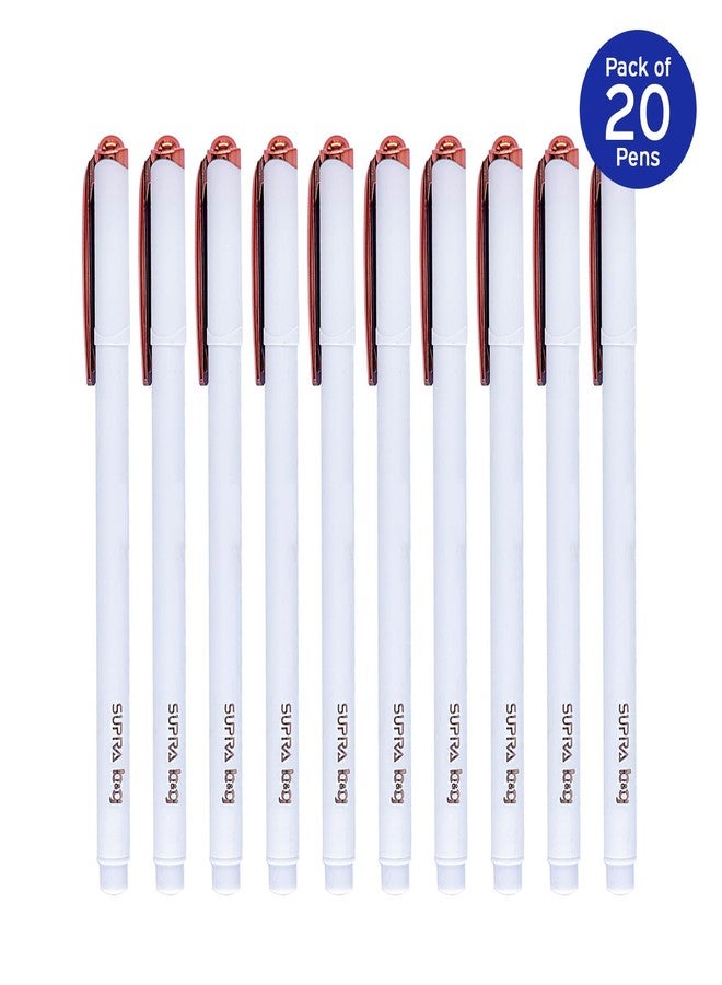 Supra B&G 0.7mm Rose Gold Ball Point Pen Card Pack | Stylish White Body with Rose Gold Clip | Long Lasting Smooth Refillable Pen | Extended Writing Lengths with Lesser Pressure | Blue Ink, Set of 10 - Image 2