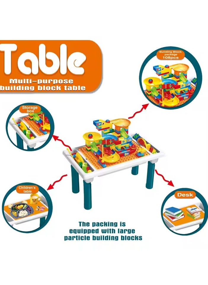 114-Piece Kids Activity Table - Building Blocks, Play, Storage, and Learning in One
