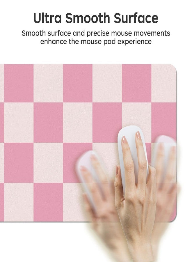 BLESWIN Large Desk Mat with PU Leather 35.4" x 15.7", Non-Slip Office Desk Pad, Waterproof Desk Writing Pad for Office and Home (Pink Plaid, 35.4 x 15.7 in) - Image 4