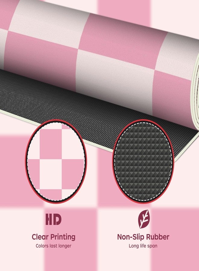 BLESWIN Large Desk Mat with PU Leather 35.4" x 15.7", Non-Slip Office Desk Pad, Waterproof Desk Writing Pad for Office and Home (Pink Plaid, 35.4 x 15.7 in) - Image 3