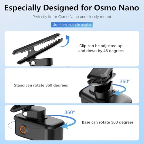 AMAZEAR Backpack Clip Mount for DJI Osmo Nano/Xtra Atto Accessories, 360° Adjustable Hat Holder with Strong Grip, Quick Magnetic Connection, Lightweight for Vlogging, Travel, Outdoor Shooting, Black - Image 5
