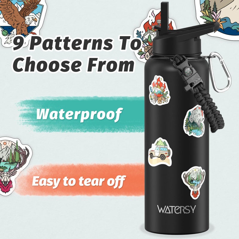WATERSY 40oz Insulated Water Bottle (Cold for 48 Hrs),BPA Free&Leak Proof,Stainless Steel Water Flask,Water Jug with Straw Spout Lids for Gym,Hiking,Travel,Black - Image 4