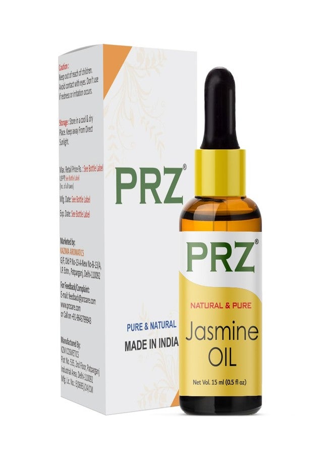 PRZ Jasmine Essential Oil - Pure Natural & Therapeutic Grade Oil for Aromatherapy Body Massage, Skin Care & Hair Care, 15 ml - Image 1