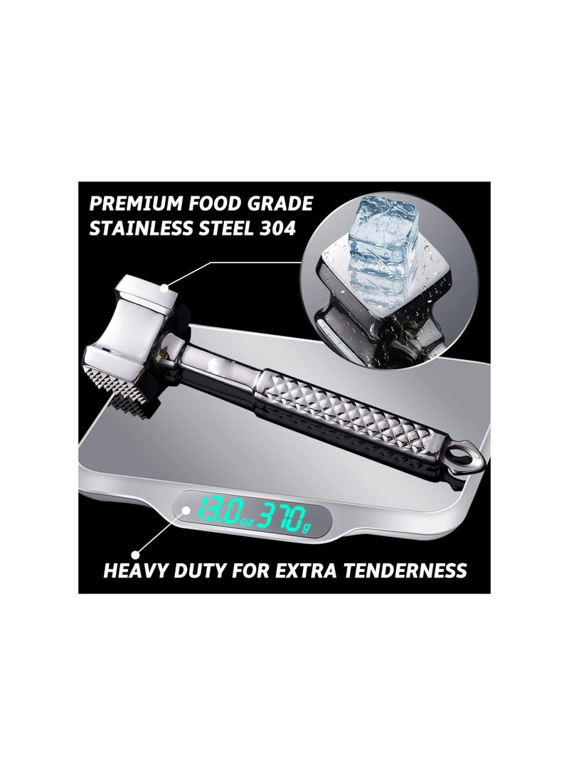 SYOSI Meat Tenderizer Mallet Stainless Steel, Dual-Sided Nails Meat Mallet, Premium Meat Hammer Tenderizer, for Chicken, Conch, Veal Cutlets, Beef & Steak, Meat Pounder Flattener, Non-Slip Grip - Image 3