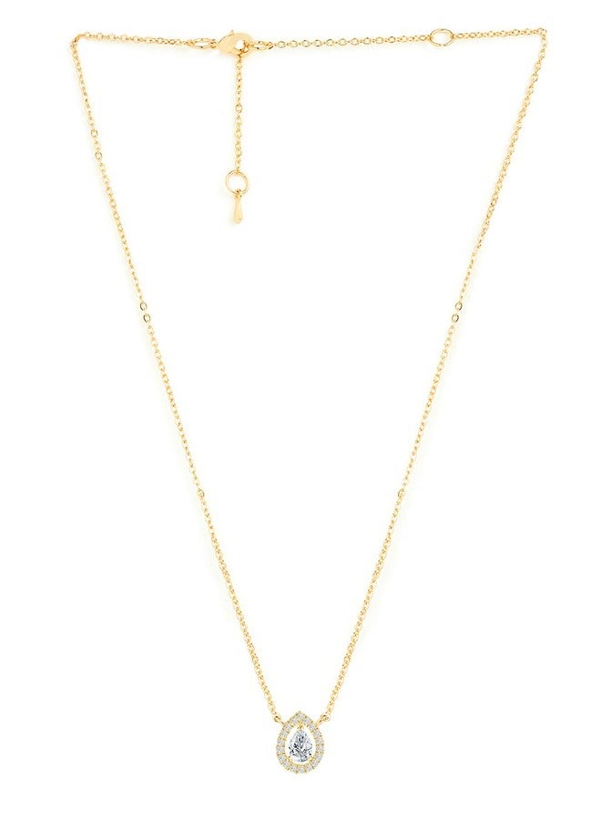 MINUTIAE Women & Girls Gold-Toned Crystals Studded Teardrop Shaped Shaped Pendant Necklace_MNT0478_G - Image 3