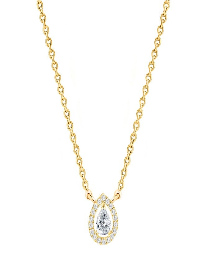 MINUTIAE Women & Girls Gold-Toned Crystals Studded Teardrop Shaped Shaped Pendant Necklace_MNT0478_G - Image 1