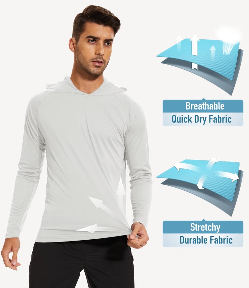 MAGCOMSEN Hooded Shirts for Men Sun Protection Long Sleeve UPF 50+ Quick Dry Performance Shirts Lightweight Active Shirts Hiking Athletic T-Shirt White - Image 4