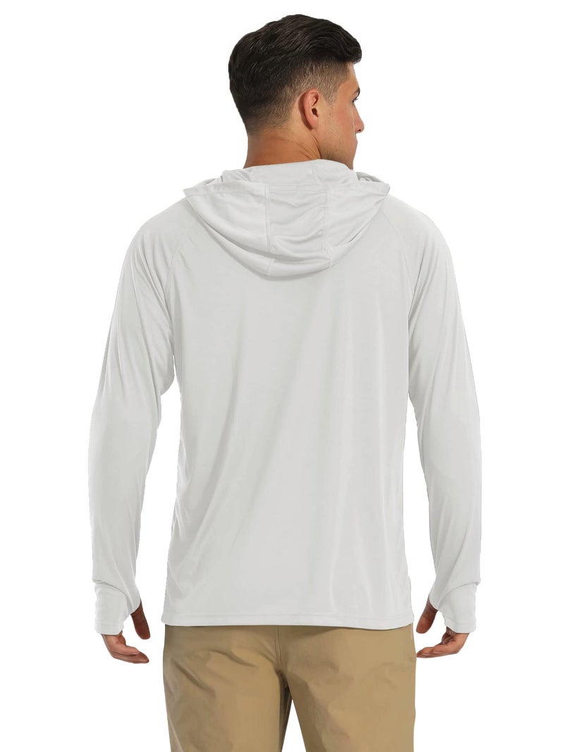 MAGCOMSEN Hooded Shirts for Men Sun Protection Long Sleeve UPF 50+ Quick Dry Performance Shirts Lightweight Active Shirts Hiking Athletic T-Shirt White - Image 2