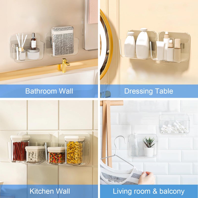 Diesisa 2pc Acrylic Wall Mount Organizer, Adhesive Clear Cabinet Door Organizer,Acrylic Shelves for Wall,No Drilling Hang Walls,with Self Adhesive Tape, for Bathroom, Kitchen, Living Room - Image 4