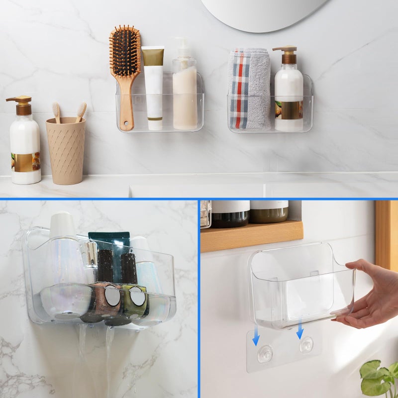 Diesisa 2pc Acrylic Wall Mount Organizer, Adhesive Clear Cabinet Door Organizer,Acrylic Shelves for Wall,No Drilling Hang Walls,with Self Adhesive Tape, for Bathroom, Kitchen, Living Room - Image 5