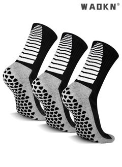WAOKN 3 Pairs of Anti-Slip Breathable Sports Socks, Men's & Women's Anti-Blister Running Training Socks, Specialized for Basketball, Football, Walking, Hiking, Rugby, with Thickened Cushion and Enhanced Grip  - Image 1