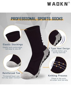 WAOKN 3 Pairs of Anti-Slip Breathable Sports Socks, Men's & Women's Anti-Blister Running Training Socks, Specialized for Basketball, Football, Walking, Hiking, Rugby, with Thickened Cushion and Enhanced Grip  - Image 2