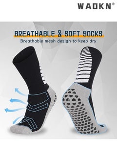 WAOKN 3 Pairs of Anti-Slip Breathable Sports Socks, Men's & Women's Anti-Blister Running Training Socks, Specialized for Basketball, Football, Walking, Hiking, Rugby, with Thickened Cushion and Enhanced Grip  - Image 3