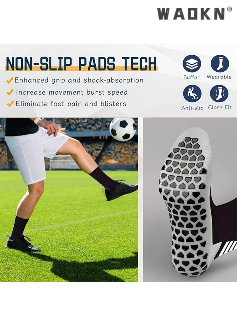 WAOKN 3 Pairs of Anti-Slip Breathable Sports Socks, Men's & Women's Anti-Blister Running Training Socks, Specialized for Basketball, Football, Walking, Hiking, Rugby, with Thickened Cushion and Enhanced Grip  - Image 4