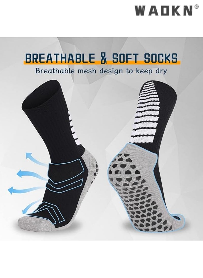 WAOKN 3 Pairs of Anti-Slip Breathable Sports Socks, Men's & Women's Anti-Blister Running Training Socks, Specialized for Basketball, Football, Walking, Hiking, Rugby, with Thickened Cushion and Enhanced Grip  - Image 3